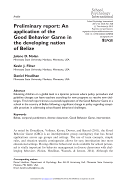Preliminary report: An application of the Good Behavior Game in the