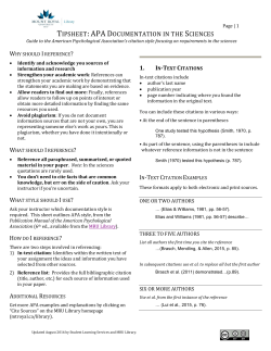 tipsheet: apa documentation in the sciences