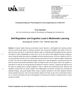 Tina Seufert Self-Regulation and Cognitive Load in - Uni