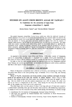 STUDIES ON ALGIN FROM BROWN ALGAE OF TAIWAN1,!