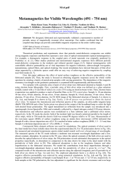 Metamagnetics for Visible Wavelengths (491 - 754 nm)
