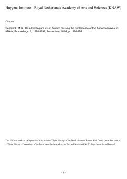 On a Contagium vivum fluidum causing the Spotdisease of