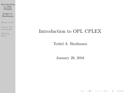Introduction to OPL CPLEX