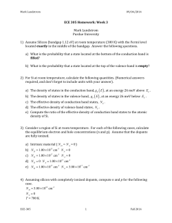 1 ECE 305 Homework: Week 3 Mark Lundstrom Purdue