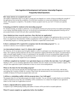 Summer Internship 2017 FAQ - Cognition and Development Lab