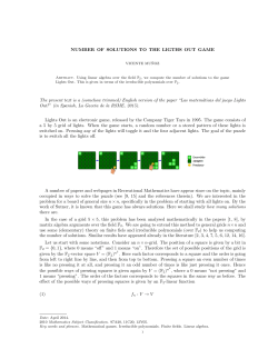NUMBER OF SOLUTIONS TO THE LIGTHS OUT GAME The present