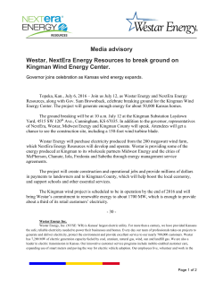Media advisory Westar, NextEra Energy Resources to break