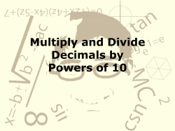 Multiplying and Dividing by Powers of 10