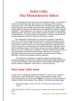 Solar Cells: The Photoelectric Effect