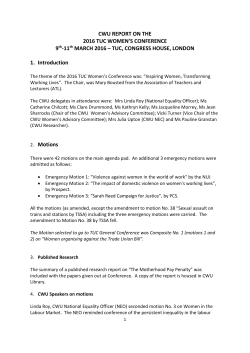 CWU REPORT ON THE 2016 TUC WOMEN`S CONFERENCE 9th