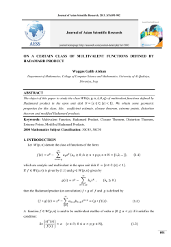ON A CERTAIN CLASS OF MULTIVALENT FUNCTIONS DEFINED