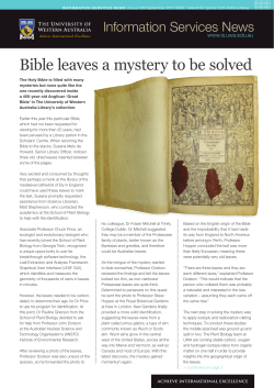 Bible leaves a mystery to be solved - UWA Library