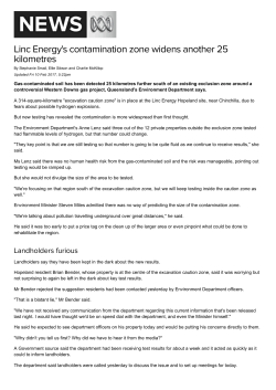 Linc Energy`s contamination zone widens another 25 kilometres