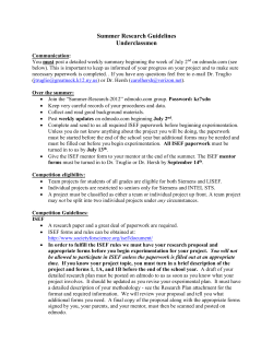 Summer Research Guidelines Underclassmen