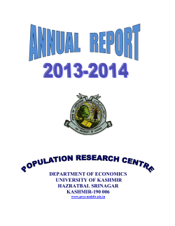 DEPARTMENT OF ECONOMICS UNIVERSITY OF KASHMIR