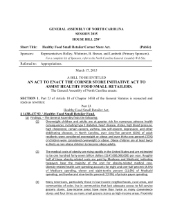 an act to enact the corner store initiative act to assist healthy food