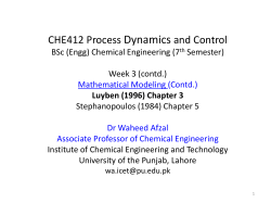 CHE412 Process Dynamics and Control Dr Waheed Afzal