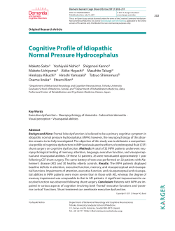 Cognitive Profile of Idiopathic Normal Pressure Hydrocephalus