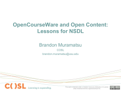 OpenCourseWare and Open Content: Lessons for NSDL