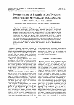 Nomenclature of Bacteria in Leaf Nodules of the Families