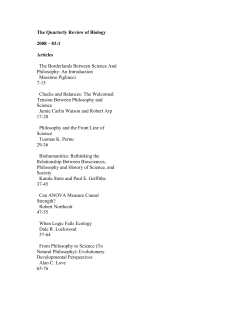 The Quarterly Review of Biology 2008 &ndash; 83:1 Articles The