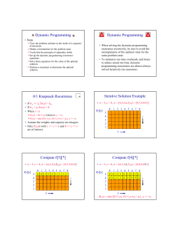 Dynamic Programming Dynamic Programming 0/1