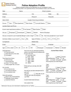 Cat Adoption Application - Eaton County Humane Society