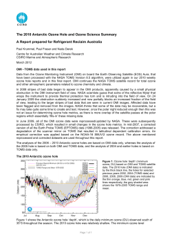 The 2010 Antarctic Ozone Hole and Ozone Science Summary A