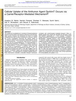 Cellular Uptake of the Antitumor Agent Dp44mT Occurs via a Carrier