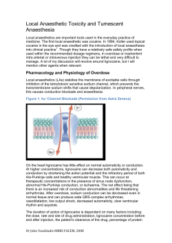 Local Anaesthetic Toxicity and Tumescent Anaesthesia