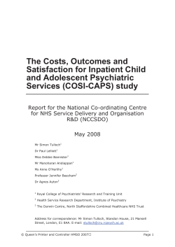 The Costs, Outcomes and Satisfaction for Inpatient Child and