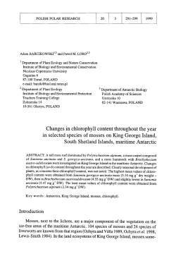 Changes in chlorophyll content throughout the year in selected