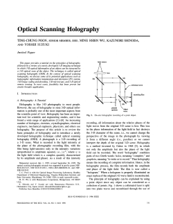 Optical Scanning Holography - Proceedings of the IEEE