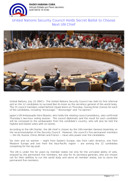 United Nations Security Council Holds Secret Ballot to Choose Next
