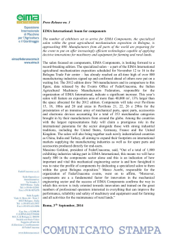 Press Release no. 3 EIMA International: boom for components The
