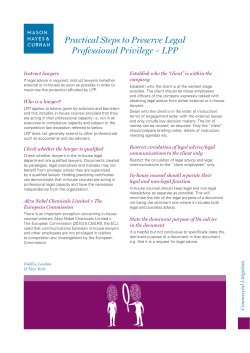 Practical Steps to Preserve Legal Professional Privilege &ndash; LPP