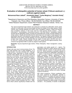 Evaluation of allelopathic potential of Iranian wheat (Triticum