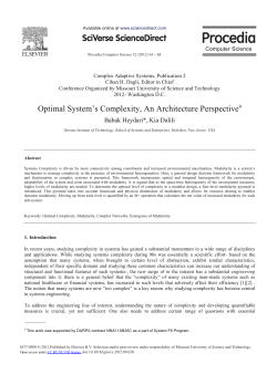 Optimal System`s Complexity, An Architecture
