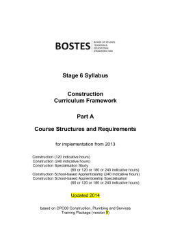 Stage 6 Syllabus Construction Curriculum Framework Part A