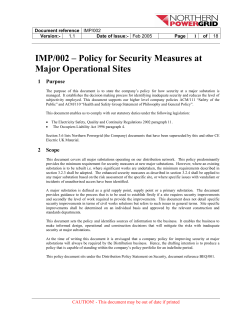 IMP/002 &ndash; Policy for Security Measures at Major Operational Sites