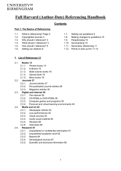 Harvard Referencing Handbook - University of Birmingham Intranet