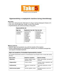 Hypersensitivity or anaphylactic reactions during chemotherapy