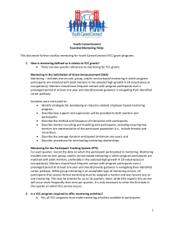 Youth CareerConnect Essential Mentoring FAQs: This document