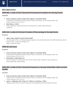 2017 Cohort Term 1 NURS 300, 3 credits (3-0