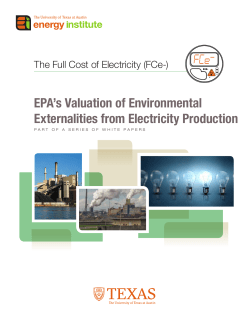 EPA`s Valuation of Environmental Externalities from Electricity