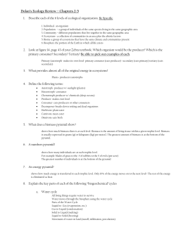 Ecology Study Guide CH 2-5 key