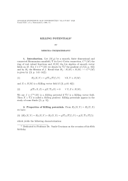 KILLING POTENTIALS* 1. Introduction. Let (M,g) be a smooth, finite