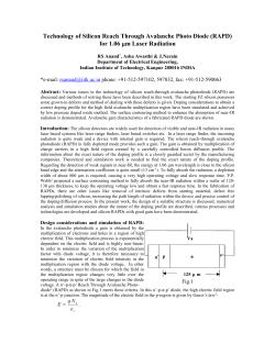 Technology of Silicon Reach Through Avalanche Photo Diode
