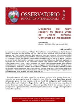L`accordo sui nuovi rapporti fra Regno Unito ed Unione europea