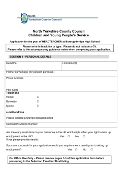 Application form - Headteacher - North Yorkshire County Council